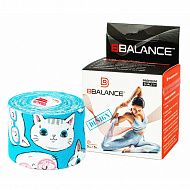Кинезио тейп Bio Balance Tape 5см х 5м голубой/котята.